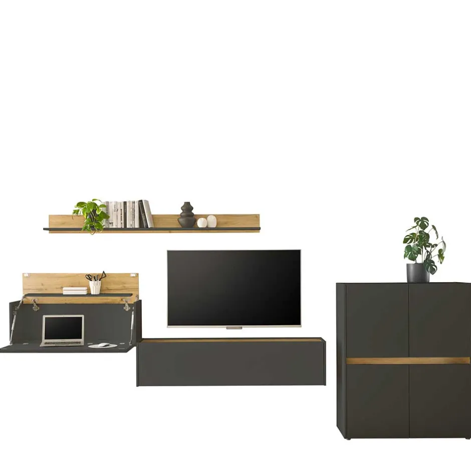 Pharao24 Moebelset mit Schreibplatz Uzniana> Moderne Wohnwände|Wohnwand 350 Cm