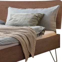 Jugendbetten*Pharao24 Nussbaum Massivholz Bett Stufanias