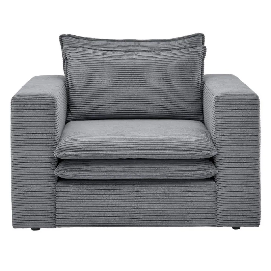 Pharao24 Polstersessel Anthrazit Cord Eltusa> Polstermöbel|Wohnzimmer Sessel