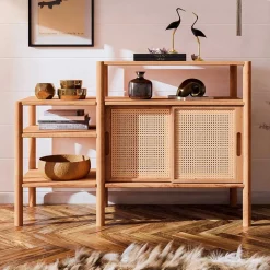 Pharao24 Regal mit Schiebetüren Artjes> Wohnzimmerregale|Massivholzregale