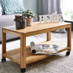 Massivholzmöbel|Wohnzimmertisch*Pharao24 Rollen Sofatisch Laforta