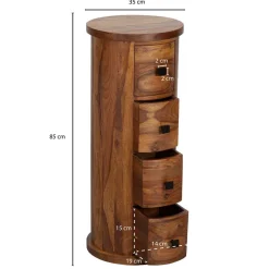 Massivholz Kommoden|Hochkommoden*Pharao24 Runde Schubladenkommode Makarona