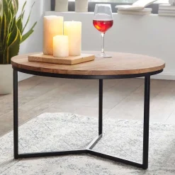 Wohnzimmertisch|Beistelltische*Pharao24 Runder Sofatisch Retro Bergamo