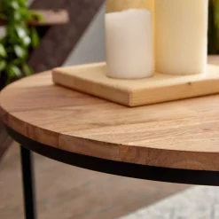 Wohnzimmertisch|Beistelltische*Pharao24 Runder Sofatisch Retro Bergamo