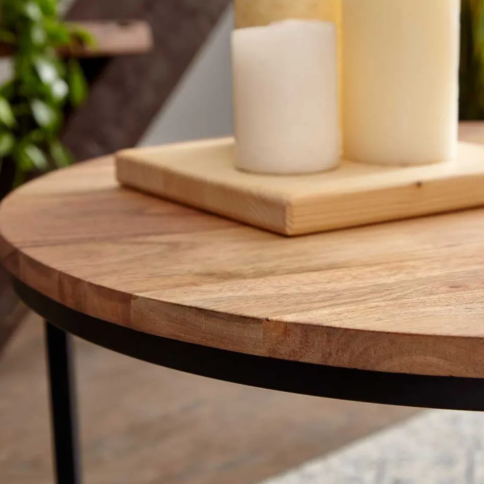 Wohnzimmertisch|Beistelltische*Pharao24 Runder Sofatisch Retro Bergamo