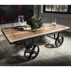 Pharao24 Rustikaler Couchtisch Kumar> Wohnzimmertisch|Massivholztische