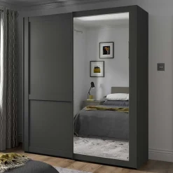 Pharao24 Schiebetürenschrank Dunkelgrau Hierro> Schiebetürenschränke