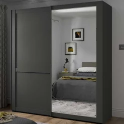 Pharao24 Schiebetürenschrank Dunkelgrau Hierro><noscript><img width=