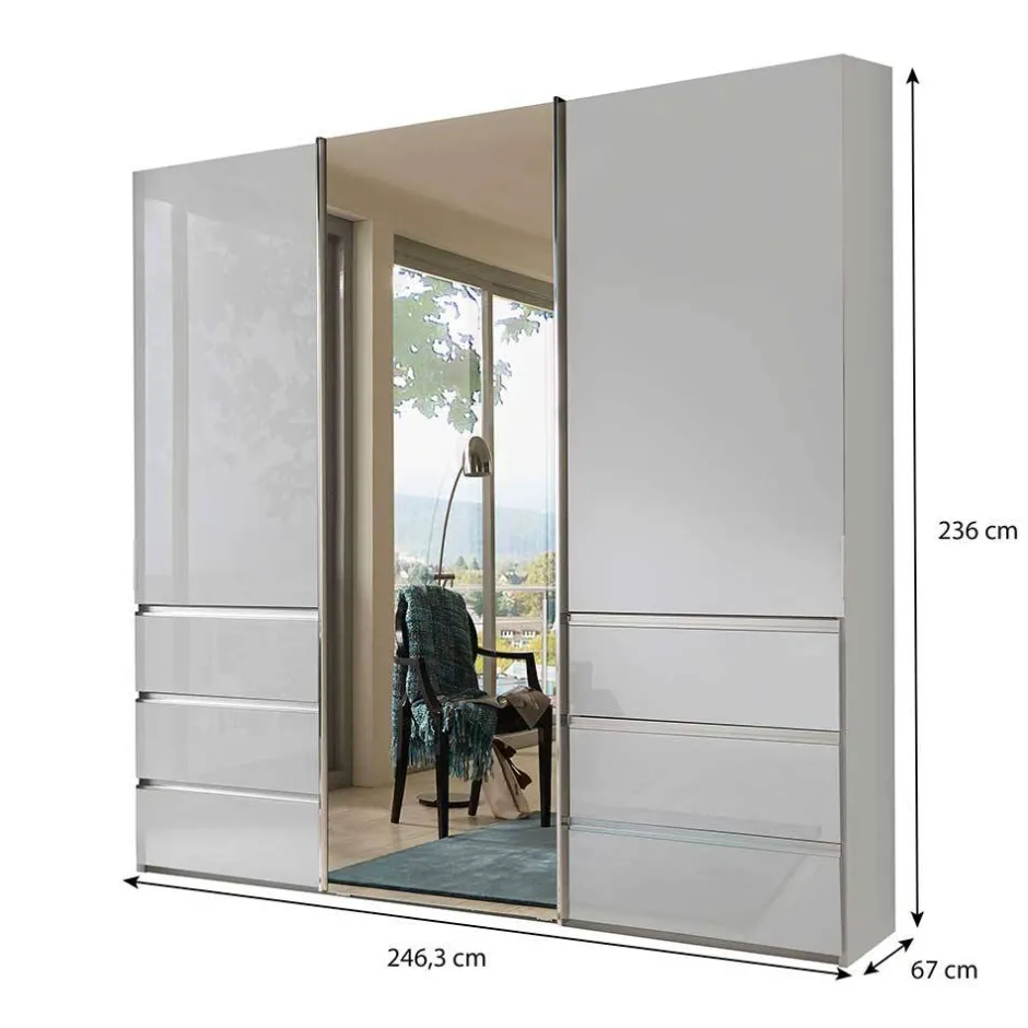 Pharao24 Schiebetürenschrank weiß Geronda> Schiebetürenschränke