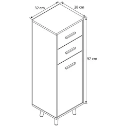 Badezimmerschränke|Bad Unterschränke*Pharao24 Schmaler Bad Schrank Kanmura