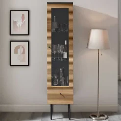 Pharao24 Schmaler Vitrinenschrank Durian> Vitrinenschrank|Stauraumvitrinen