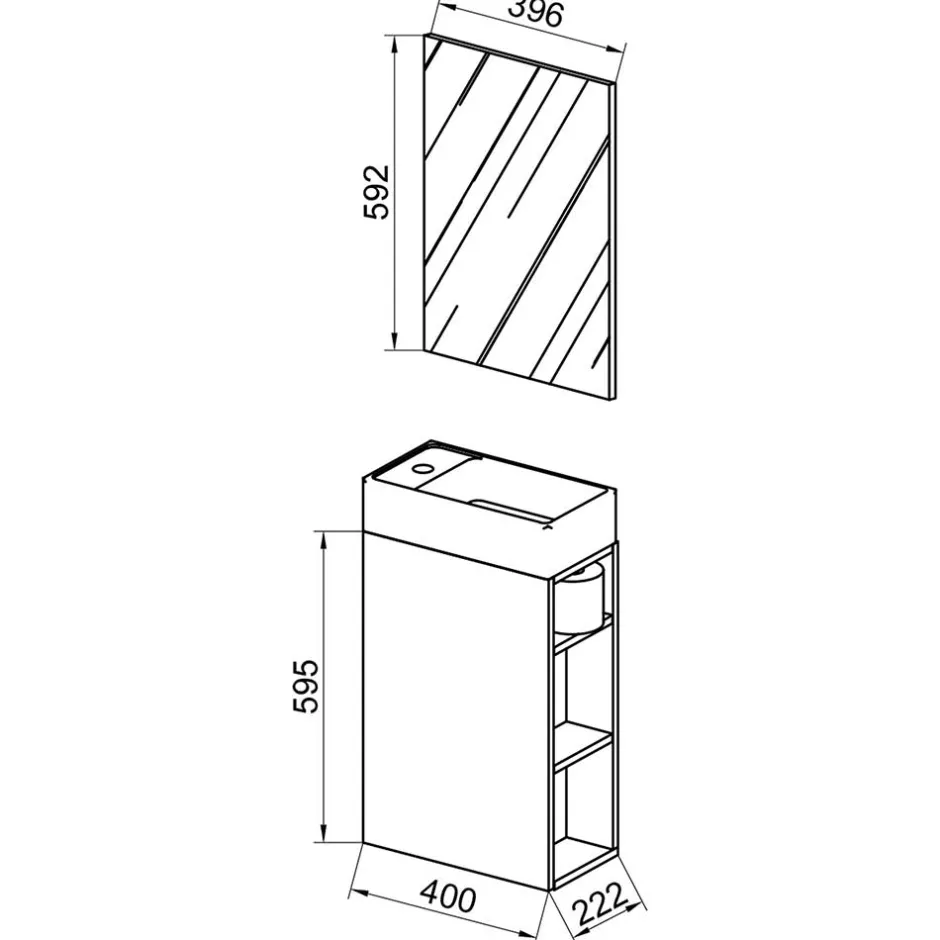 Pharao24 Schmales Badmöbel Set Tujamy> Badmöbel Sets