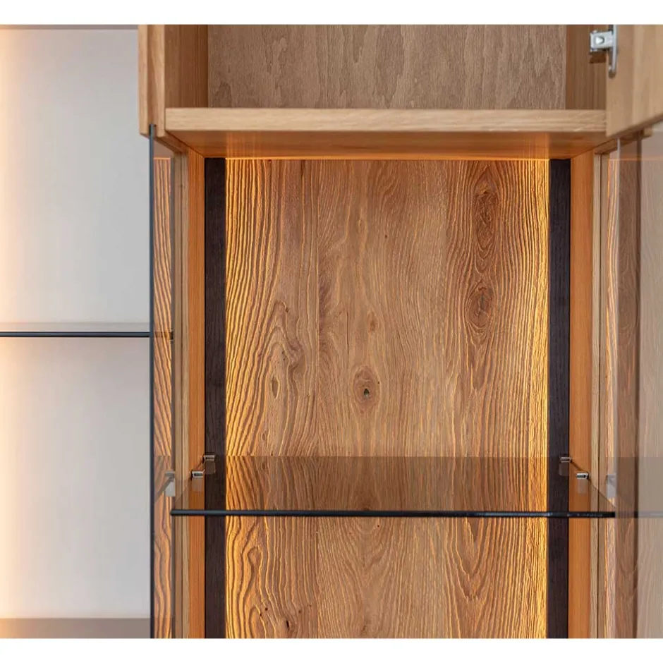 Pharao24 Schrank Vitrine mit Regal Rusaly> Vitrinenschrank|Wohnzimmervitrinen