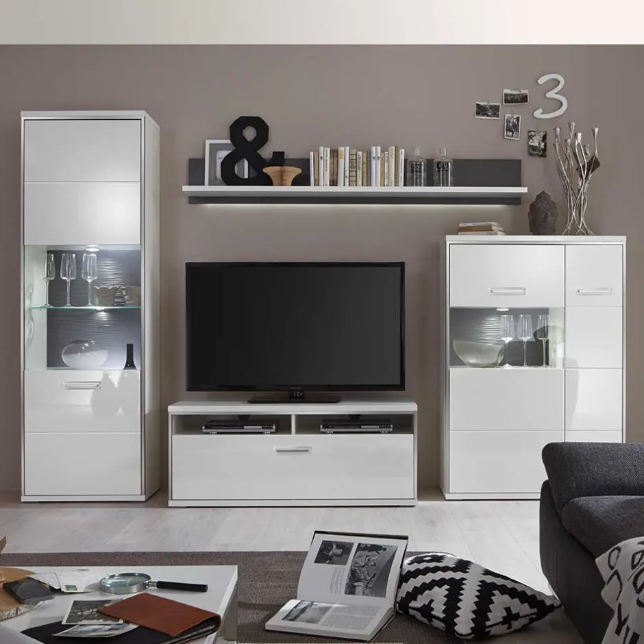 Wohnwand 300 Cm|Moderne Wohnwände*Pharao24 Schrankwand Lefaria