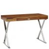 Massivholztische|Computertische*Pharao24 Schreibtisch Holz und Chrom Magdalina