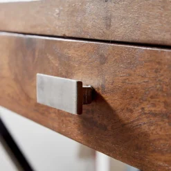 Massivholztische|Computertische*Pharao24 Schreibtisch Holz und Metall Tsubasa