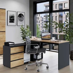 Pharao24 Schreibtisch mit Schrankelement Charin><noscript><img width=