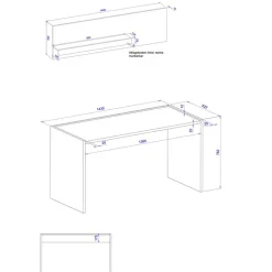 Pharao24 Schreibtisch mit Wandboard Uzniana><noscript><img width=