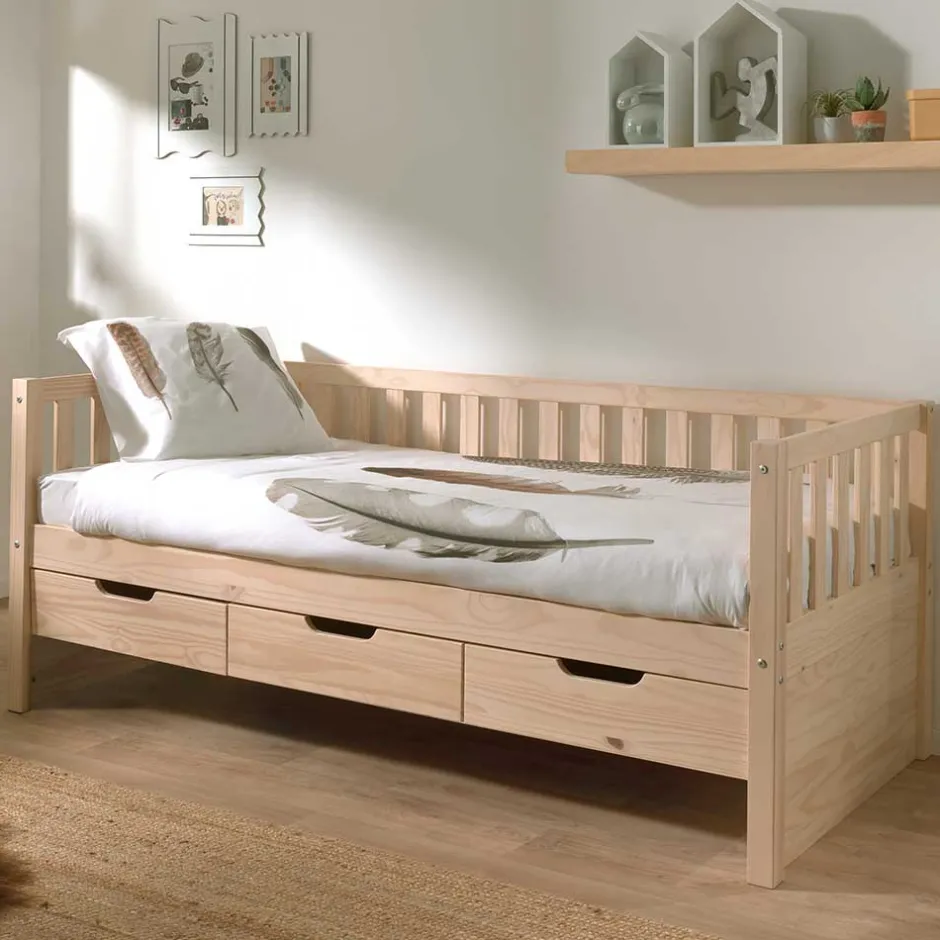Einzelbetten|Massivholzbetten*Pharao24 Schubladen Jugendbett Maraike
