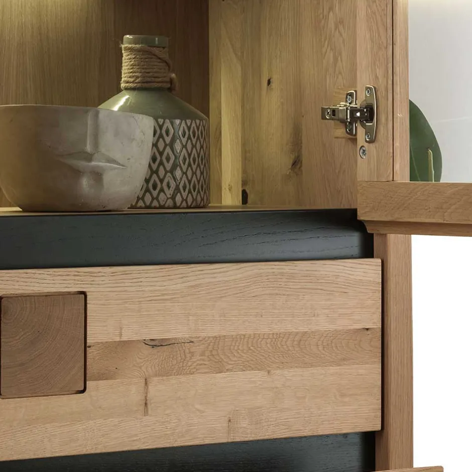 Pharao24 Schubladen Vitrine Shailina> Massivholzmöbel|Wohnzimmerschrank