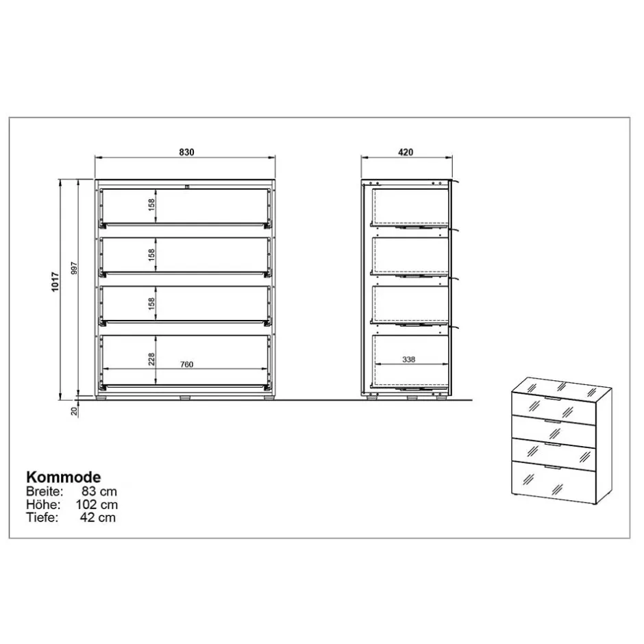 Schlafzimmerkommoden|Schubkastenkommoden*Pharao24 Schubladenkommode Blackbeard