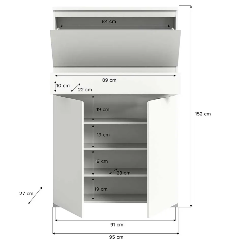 Pharao24 Schuhschrank weiß modern Filicudio> Schuhschränke