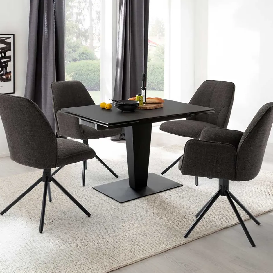 Küchentisch|Ausziehtische*Pharao24 Schwarzer Esszimmertisch Waving