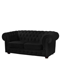 Pharao24 Schwarzes Chesterfield Ledersofa Vinzenzo> Polstermöbel|Wohnzimmercouch