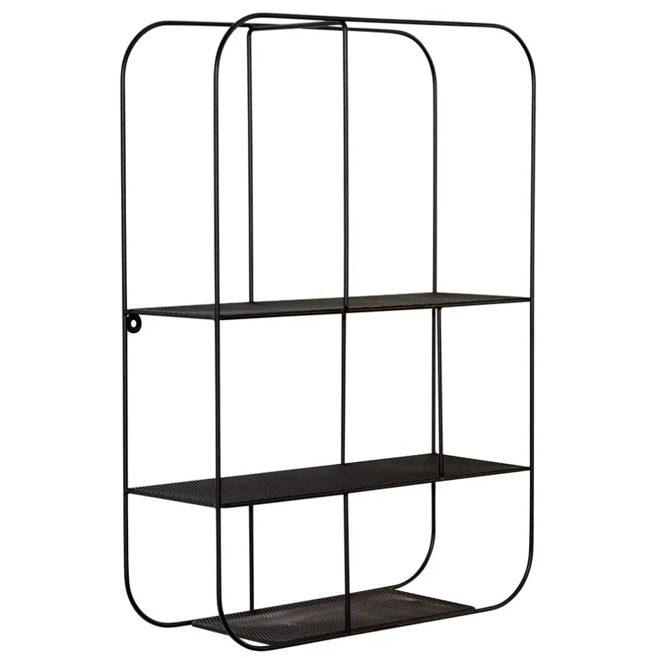 Hängeregale|Wandregale*Pharao24 Schwarzes Metallregal Saracan