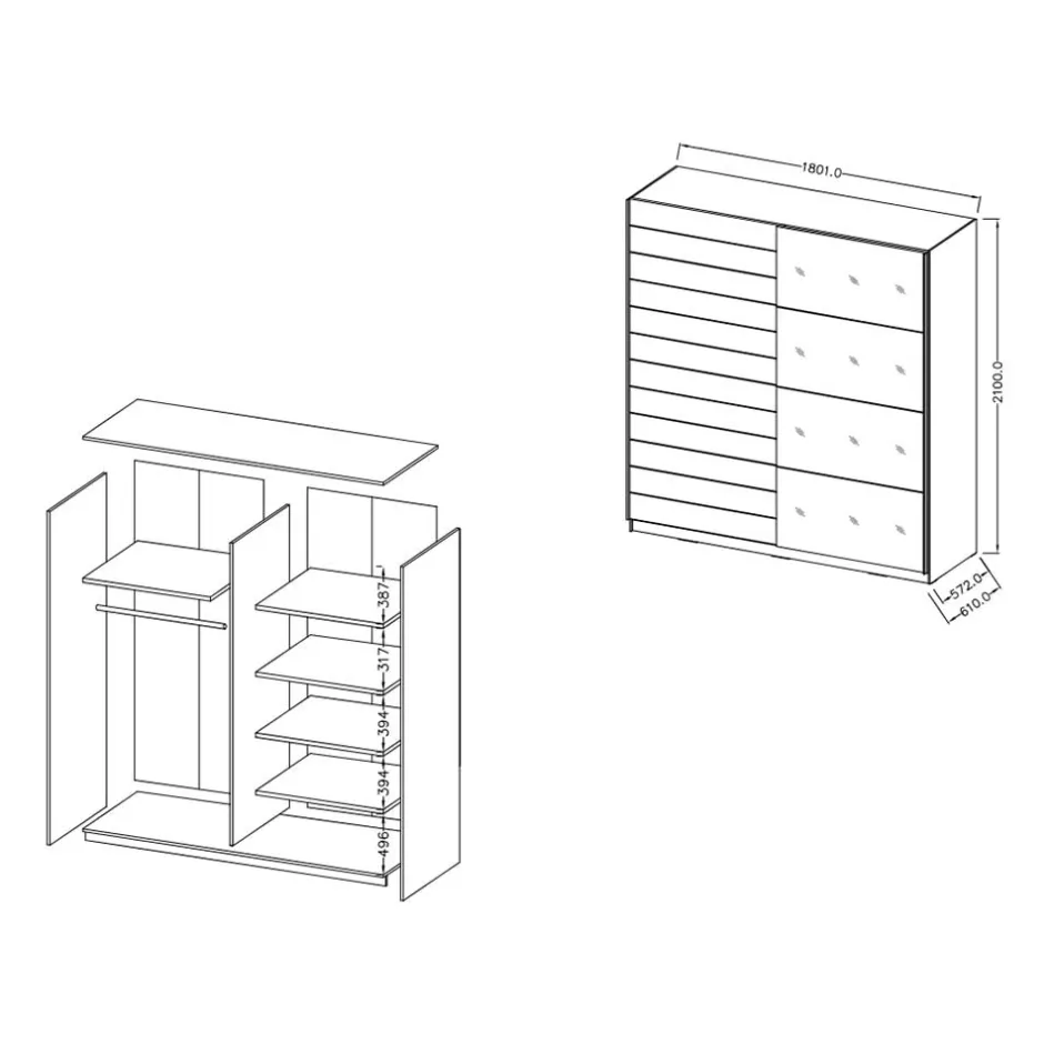 Kleiderschränke|Schlafzimmerschränke*Pharao24 Schwebetürenkleiderschrank Salassos