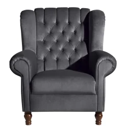 Ohrensessel*Pharao24 Sessel Anthrazit Samt Kean