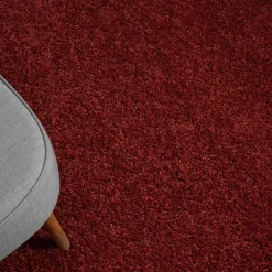 Pharao24 Shaggy Teppich Dunkelrot Fane><noscript><img width=