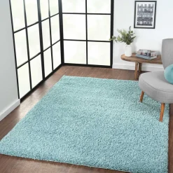 Teppiche*Pharao24 Shaggy Teppich Hellblau Wakono