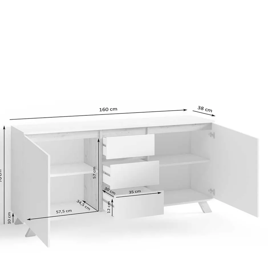 Pharao24 Sideboard 160 cm breit Pirate> Küchenkommode|Esszimmerkommoden