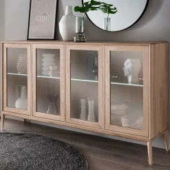 Pharao24 Sideboard mit Glastüren Belafoma> Vitrinenschrank|Wohnzimmervitrinen