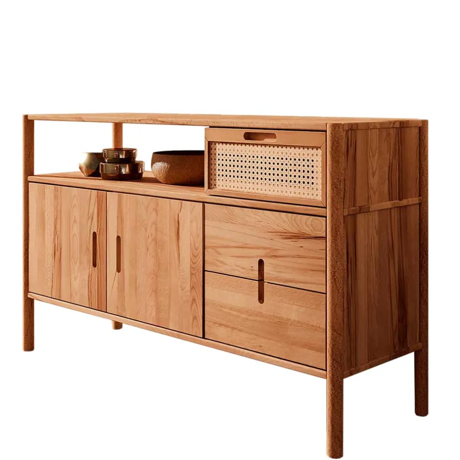 Pharao24 Sideboard mit Rattan Artjes> Küchenkommode|Wohnzimmerkommoden