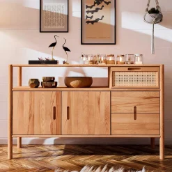 Pharao24 Sideboard mit Rattan Artjes> Küchenkommode|Wohnzimmerkommoden