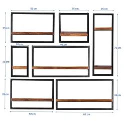 Hängeregale*Pharao24 Sieben Wandregale im Set India
