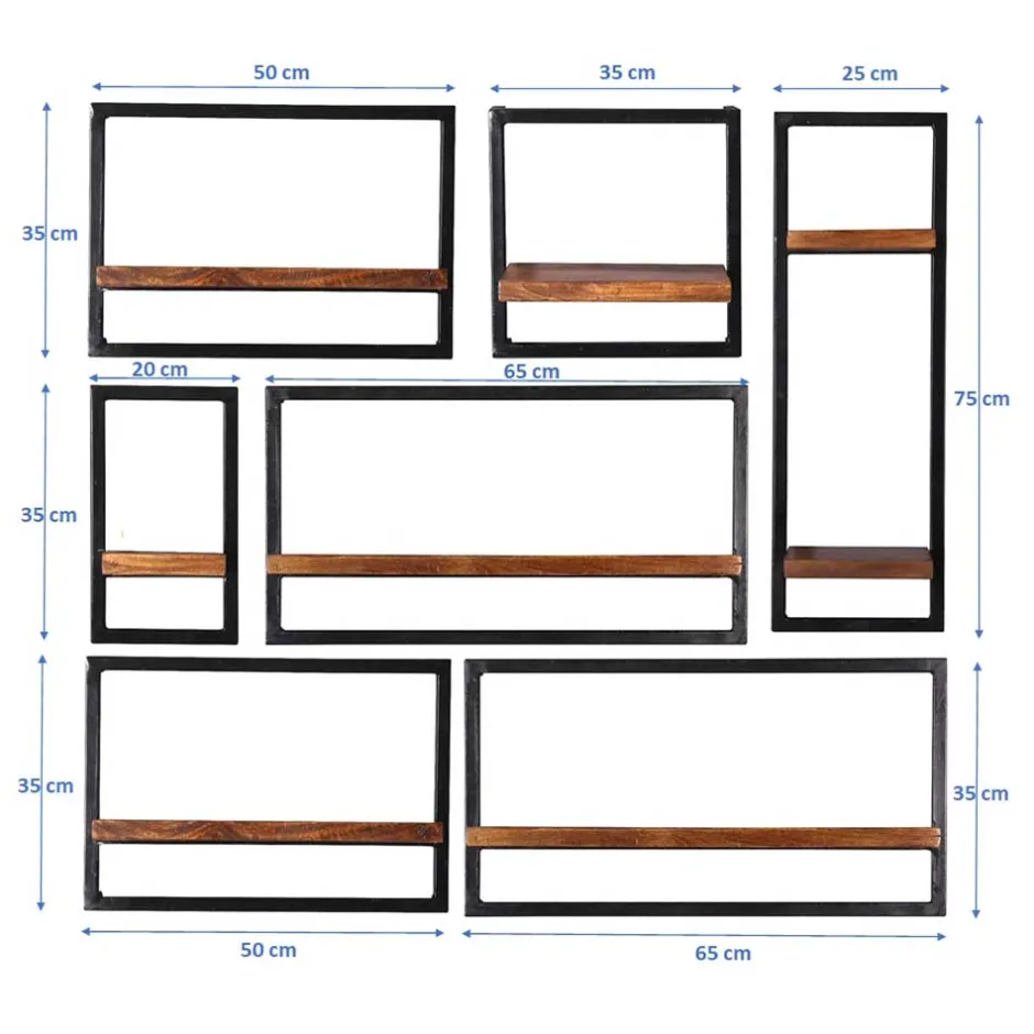 Hängeregale*Pharao24 Sieben Wandregale im Set India
