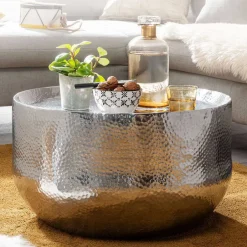 Pharao24 Silberner Couchtisch Lucie> Beistelltische|Couchtische