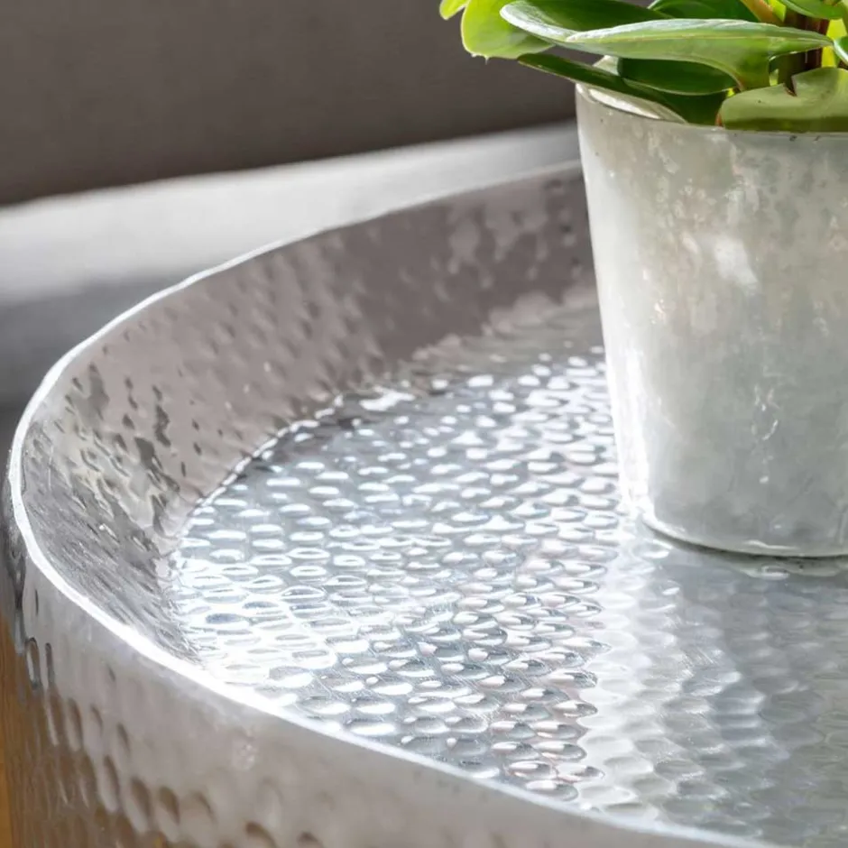 Pharao24 Silberner Couchtisch Lucie> Beistelltische|Couchtische