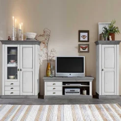 Wohnwand 350 Cm|Massivholz Wohnwände*Pharao24 Skandinavische Wohnwand Boulogne