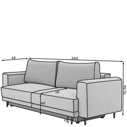 Schlafsofas|3 Sitzer Sofa*Pharao24 Sofa Cleoto