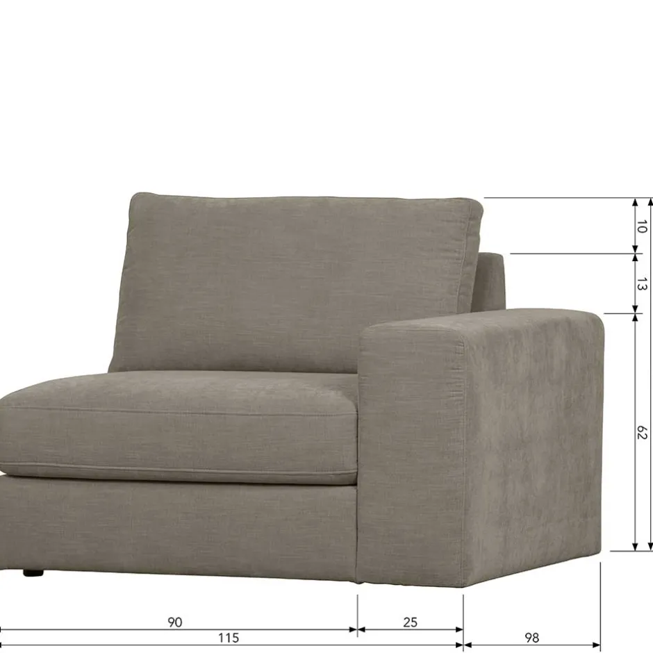 Pharao24 Sofa Element mit Armlehne rechts Fredoco> Modulsofas|Einzelsofa