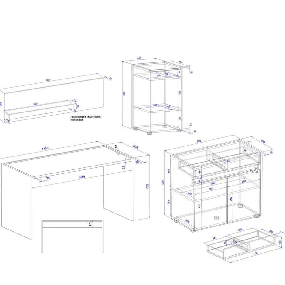 Pharao24 Tiny Office Möbel Uzniana> Büromöbel Sets