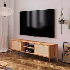 Massivholz Tv Möbel*Pharao24 TV Möbel mit Rattan Türen Artjes