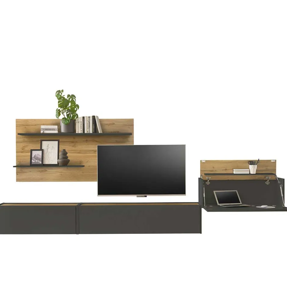 Moderne Wohnwände|Wohnwand 350 Cm*Pharao24 TV und Home Office Wohnwand Uzniana
