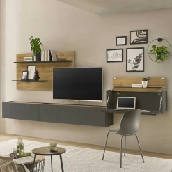 Moderne Wohnwände|Wohnwand 350 Cm*Pharao24 TV und Home Office Wohnwand Uzniana
