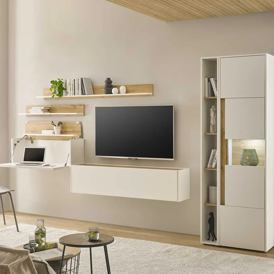 Wohnwand 300 Cm|Moderne Wohnwände*Pharao24 TV Wohnwand mit Schreibtisch Rascian
