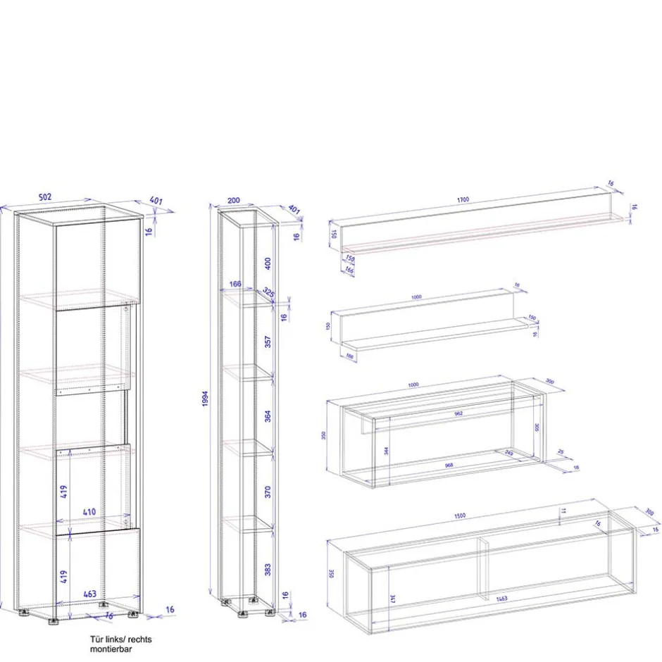 Wohnwand 300 Cm|Moderne Wohnwände*Pharao24 TV Wohnwand mit Schreibtisch Rascian